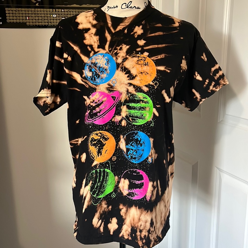 Reverse Tie Dye Planets Space Shirt Juniors M